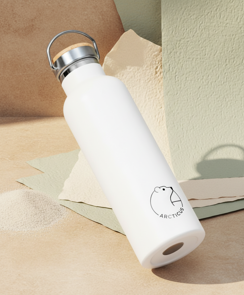 Botella térmica de acero inoxidable blanca