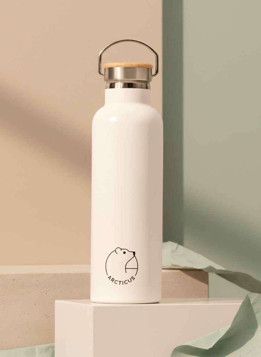 Botella térmica de acero inoxidable blanca