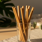 Juego de pajitas de bambú desechables