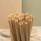 Juego de pajitas de bambú desechables
